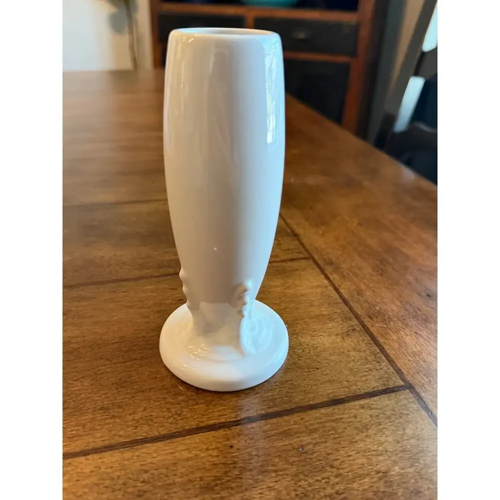 Vintage Fiesta White bud vase -ceramic flower vase HLC Fiestaware USA